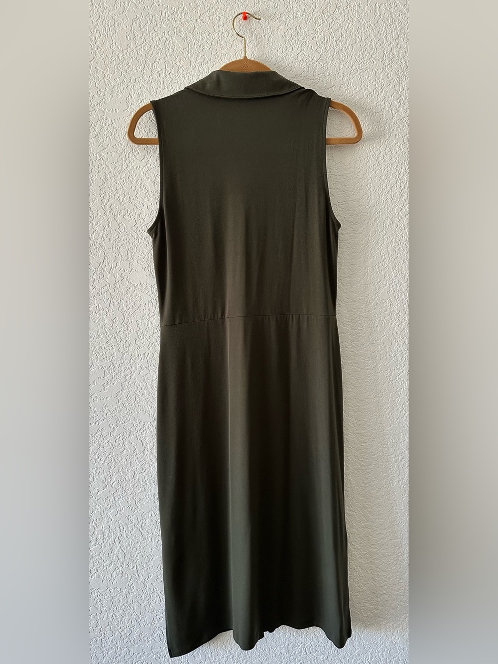 Michael Kors Olive Green Sleeveless Button-Front Midi Dress - Picture 2 of 3